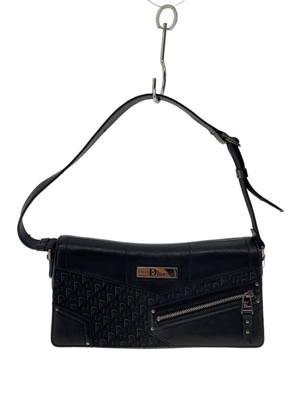 Christian Dior Street Trotter Hobo Shoulder Bag Canvas All Over Black